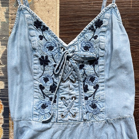 Abercrombie & Fitch Lace Up Denim Skater Dress - Picture 7 of 11